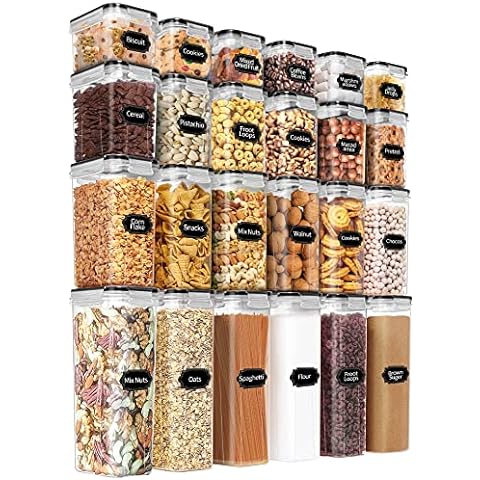 Cereal Containers Storage Set, Airtight Food Storage Container with Lid  4L/135.2oz,4PCS BPA-FREE Plastic Pantry Organization Canisters for Rice  Cereal Flour Sugar Dry Food in Kitchen