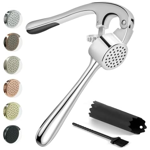 Garlic Press Rocker Stainless Steel, Garlic Mincer Tool with Garlic Peeler  Tube, Sturdy Garlic Crusher Garlic Presser with Ergonomic Handle, Garlic  Slicer & Grinder Extracts More Garlic Paste 