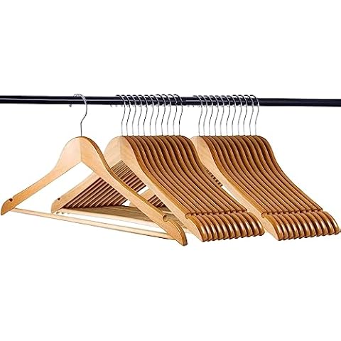 SereneLife 30 Premium Wooden Hangers Smooth Finish Space Saving Heavy Duty  Suit Clothes Hanger Set 