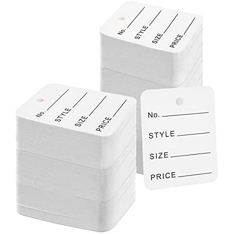 200PCS Price Tags with String Attached, Blank Labeling Tags, Price Labels  Display Tags, Marking Tags Writable Tags, Display Label, Clothing Tags  White 
