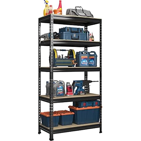 PXRACK 5 Tier Heavy Duty Storage Shelf Rack with Rolling Wheels, Adjustable Kitc