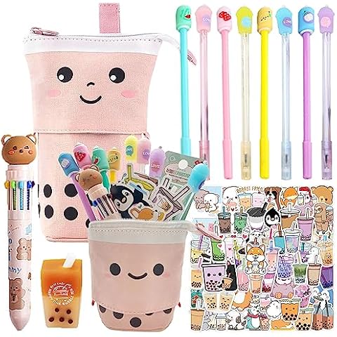 Kawaii Desk Organizer Kawaii Desk Accessories with Kawaii Stickers Cute  Aesthetic Pencil Makeup Storage Container Kawaii Stuff for Room Organizer  School Supplies for Kids Teen Girls Pink 