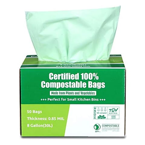 Buy Primode 100% Compostable Bags, 13 Gallon Food Scraps Yard Waste Bags,  50 Count, Extra Thick 0.87 Mil. ASTMD6400 Compost Bags Small Kitchen Trash  Bags, Certified By BPI And TUV Now! Only $