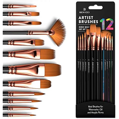 Golden Maple 11pcs Professional Bristle Oil Paint Brush Set Flat