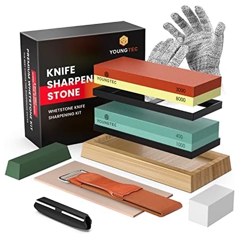 Professional Knife Sharpening Whetstone Kit Set Includes 2 Superior Sharpener  Whetstones Grit, Flattening Stone, Angle Guide & Nonslip Bamboo Base -  Sharpens any Knife Razor Sharp 