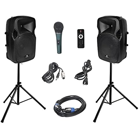 : PRORECK Club 3000 12-Inch 4000w DJ Powered PA Speaker System  Combo Set with Bluetooth USB Drive Read Function SD Card Remote Control,Two  subwoofers and 8 line Array Speakers Set for Church