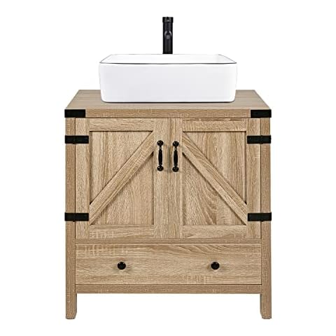 Puluomis 24 inch White Bathroom Vanity and Mirror Floor Cabinet for Home