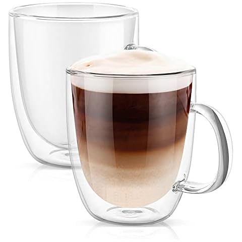  Glass Coffee Mugs Set of 6, Aoeoe 15 oz Large Coffee Mug, Wide  Mouth Glass Mugs, Mocha Hot Beverage Mugs, Clear Espresso Cups with Handle,  Glass Cup for Hot or Cold