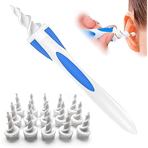 Ear wax Remover With Ear wax Removal Aid & 8 Replacement Heads Included 4  Reusable Micro-Bristles and 4 Silicone Q-grip Heads, 4PCS Ear Picker