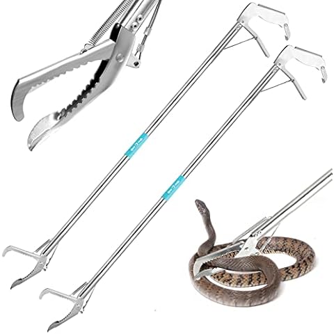 Snake Hook, YOUTHINK Stainless Steel 26.8in-39.5in Telescopic Snake Tong  Reptile Grabbe with Wide Jaw Handling Tool Comfortable Grip Handle for