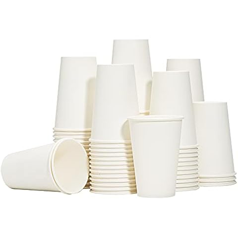 Ginkgo 100 Pack 12 oz Disposable Thickened Paper Coffee Cups with