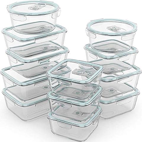 2 LARGE 1200ML / 42 Oz Glass Food Storage Containers W/Airtight
