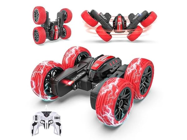  Remote Control Car, OrrenteRemote RC Cars with Headlights and  Wheel Lights, 4WD 2.4Ghz Double Sided 360° Rotating RC Truck for 6 Year Old  Boy Gifts Stunt RC Car Kids Xmas Toy