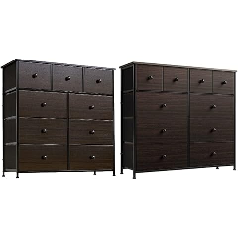 REAHOME 8 Drawer Steel Frame Wood Top Storage Organizer Dresser for Closet,  Living Room, and Entryway with 2 Additional Drawer Organizers, Espresso
