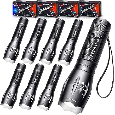 Rechoo High-Powered LED Flashlight S2000, Upgraded Powerful 2000 High Lumens Flashlights with 3 Modes, Zoomable, Water Resistant Flash Light for