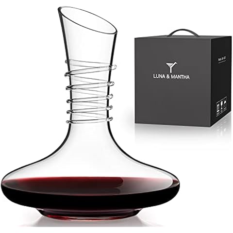 Wine Decanter,Red Wine Carafe,Wine Aerator,100% Hand Blown Lead-free Crystal  Glass with Cleaning Beads,Wine Decanters and Carafes,Wine Gift with Luxury  Packaging,Wine Accessories (1200ML) 