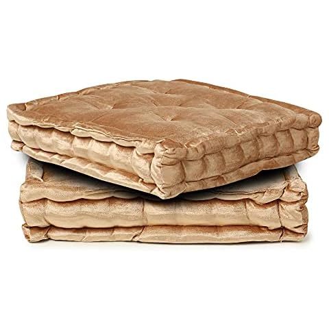 REDEARTH Velvet Floor Pillows-Premium Rayon Cotton Velvet Washable Plush Extra Soft Square Seat Cushion with Handle for Dining, Patio, Office, Outdoor