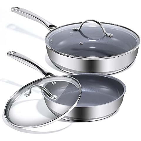 LIGTSPCE Nonstick Frying Pans Stainless Steel Skillets Dishwasher