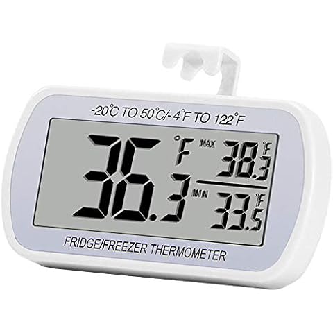 AMIR Fridge Thermometer, Digital Thermometer for Refrigerator Freezer  Thermometer LCD Display Max/Min Function Refrigerator Thermometer for Home  Restaurants Cafes Bars (Silver 2 Pack) 