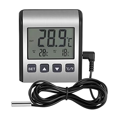 AMIR Fridge Thermometer, Digital Thermometer for Refrigerator Freezer  Thermometer LCD Display Max/Min Function Refrigerator Thermometer for Home  Restaurants Cafes Bars (Silver 2 Pack) 