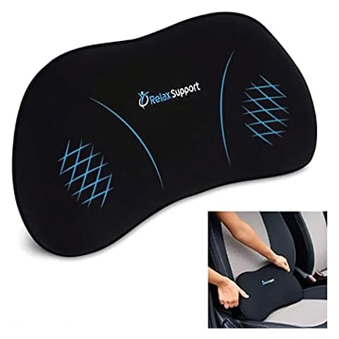 RS5 Memory Foam Lumbar Support Pillow for Car Back Support - Lumbar Roll  w/Multiple Inserts for 6 Customized Firmness Levels for a Pain Free Driving  