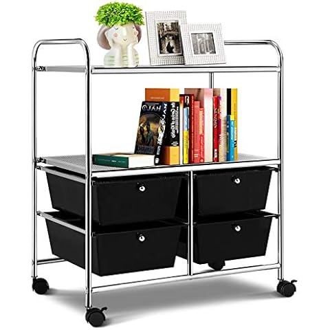 RELAX4LIFE Storage Drawer Carts Classroom Organization Rolling Carts with  Wheels 4 Drawers -Craft Organizing Drawers with Plastic Drawers, Utility