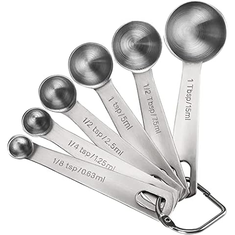 UIRIO Measuring Spoons Set Stainless Steel - Set of 6 Stacking Metal Small  Teaspoons Tablespoons - 1/8 TSP, 1/4 TSP, 1/2 TSP, 1 TSP, 1/2 Tbsp, 1Tbsp 