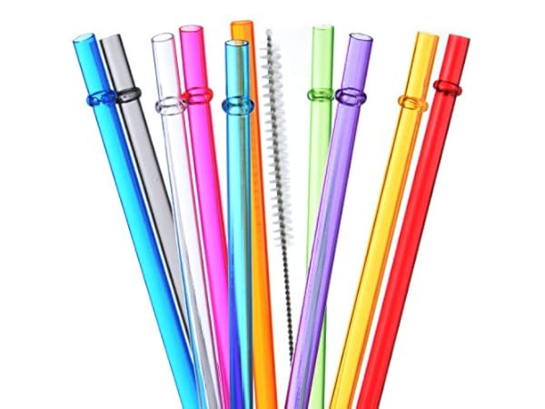 12-pack Colorful Replacement Straws For Stanley 40-ounce 30-ounce Cups,  12-inch Long Reusable Plastic Straws For Stanley Cup Accessories,  Half-gallon Water Bottle, Plus 2 Brushes