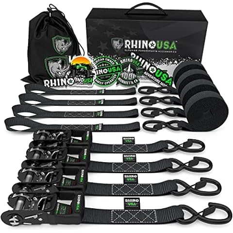 2PCS Lashing Straps with Buckles Adjustable, Up to 600lbs,Tie Down Straps  for Motorcycle, Cargo, Trucks,Trailer,Luggage (1 x 9.8')