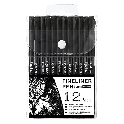 RIANCY Set of 12 Sipa Fine Tip Pens 0.4mm Felt Tips Fineliner for Smooth  Consistent Lines on Paper, Perfect for Adult Coloring Writing, Drawing