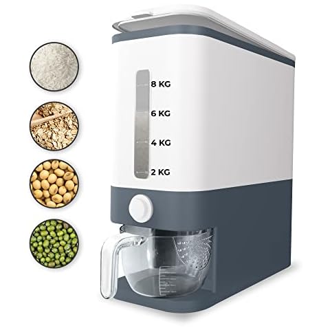 Novic Designs Airtight Rice Dispenser 25 Pounds - Rice Storage Container  for Kitchen Countertop or Pantry - Only