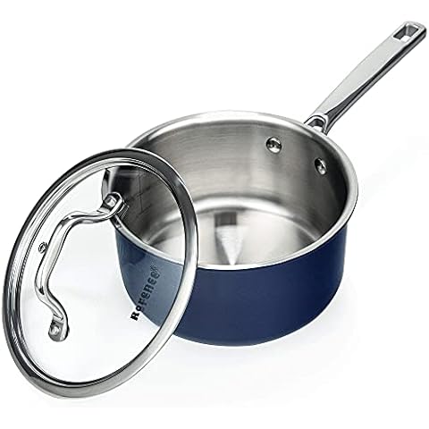 Rorence Stainless Steel Stock Pot with Lid: 6 Quart Stockpot Pasta Pot with  Two Side Spouts, capsule Bottom, Strainer Glass Lid