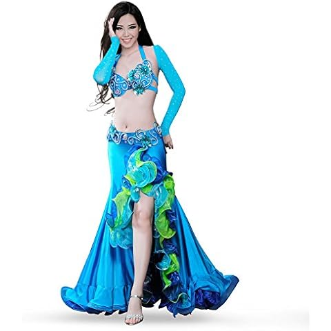 Royal Smeela Women Sexy Fringe Belly Dance Outfit ruffles Tassels Crop Top  Skirt bellydance practice clothes Belly Dancing Wear