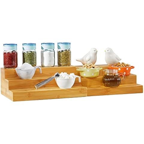 Pinnacle Cookery Bamboo Spice Rack Organizer for Countertop - Eco Friendly  Seasoning Organizer 3-Tier Spice Shelf 