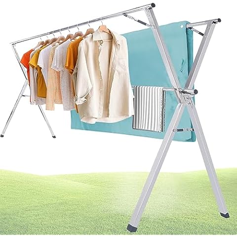 Sillars Clothes Drying Rack, 79 inches Laundry Drying Rack Clothing  Foldable & Collapsible Stainless Steel Heavy Duty Clothing Drying Rack with