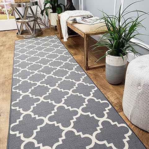 Rubber Backed Runner Rug, 22 X 84 Inch, Grey Border Striped, Non Slip,  Kitchen Rugs And Mats 