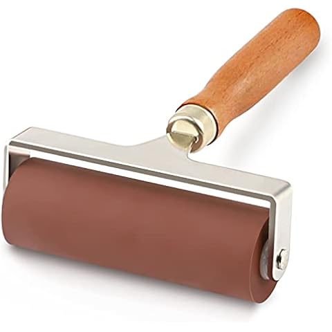 AKIRO 2pcs rubber brayer roller for printmaking, great for gluing  application also. (4inch+2.2 inch)