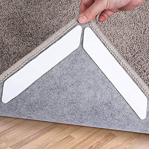 Non-Slip Rug Grippers Pads for Area Rug and Carpet ,16Pcs Adhesive Hook and Loop to Prevent Carpet Movement and Curling (16Pcs, White)