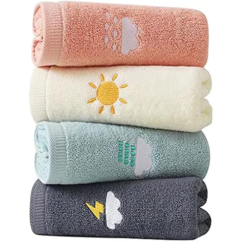 Battilo Kids Hand Towels Set 6 Packs, Cute Hand Towels with Hanging Loop - Microfiber Absorbent Hand Towels for Kitchen,Bathroom