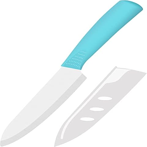  Farberware Ceramic Chef Knife with Custom-Fit Blade Cover,  Razor-Sharp Kitchen Knife with Ergonomic Handle, Dishwasher-Safe, 6-inch,  Aqua, 5263323: Home & Kitchen