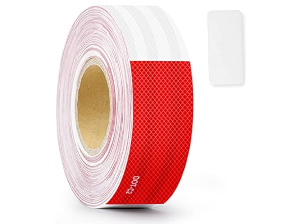 JCXJ 2inx100Ft Dot-C2 Red/White Reflective Safety Conspicuity Tape  Waterproof High Intensity Reflective,Caution Sign,Driveway re