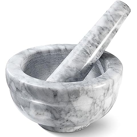 Heavy Duty Natural Granite Mortar and Pestle Set, 5.5 Size, Make Fresh  Guacamole, Salsa, Pesto, Stone Grinder Bowl, Herb Crusher, Spice Grinder,  1.5