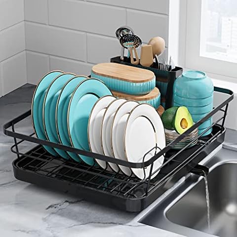 coobest Dish Drying Rack, Dish Racks for Kitchen Counter with Utensil  Holder, Dish Drainers for Kitchen Counter with Adjustable Swivel Spout and