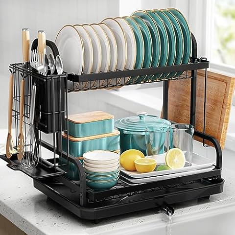 Runnatal Large Dish Drying Rack with Drainboard Set, Detachable 2