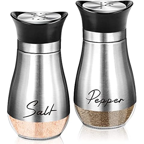 Glass Salt and Pepper Shakers Set Large,DWTS DANWEITESI Farmhouse
