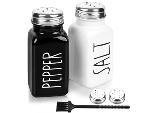 Stainless Steel Turquoise Salt and Pepper Shakers with Transparent Glass  Bottoms and Perforated S and P Screw-Off Caps (4oz)