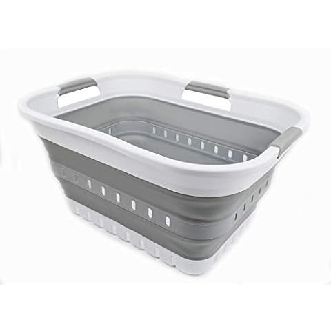 SAMMART 42L (11 gallon) Collapsible Plastic Laundry Basket - Foldable Pop  Up Storage Container/Organizer - Portable Washing Tub - Space Saving