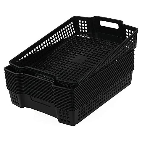 Sandmovie 3-Pack Large Platic Storage Baskets, Organizer Bin, Gray