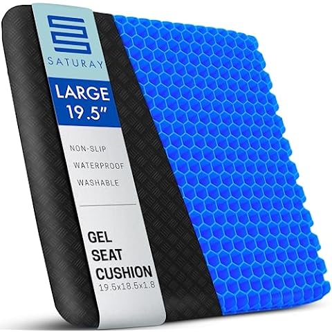 Large Seat Cushion for Desk Chair, 19 x 17.5 x 4 Inch Thick Memory Foam,  with Cooling Gel Layer and Non-Slip Bottom, Chair Cushion for Home Office 