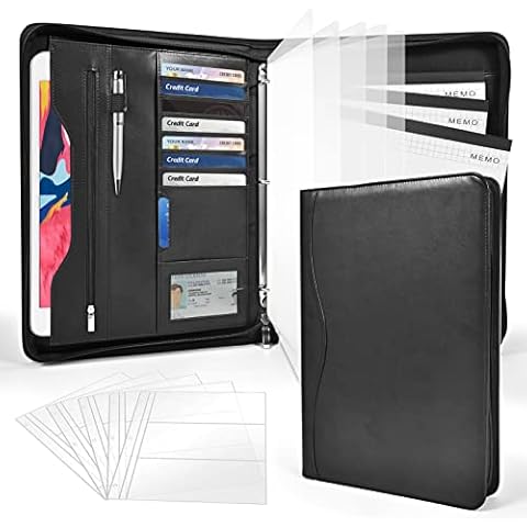 Samsill Zippered Portfolio Organizer, Vegan Leather Business Portfolio  Notebook, Work Organizer. Notepad, Tablet iPad (Upto 10.1) Phone &  Business